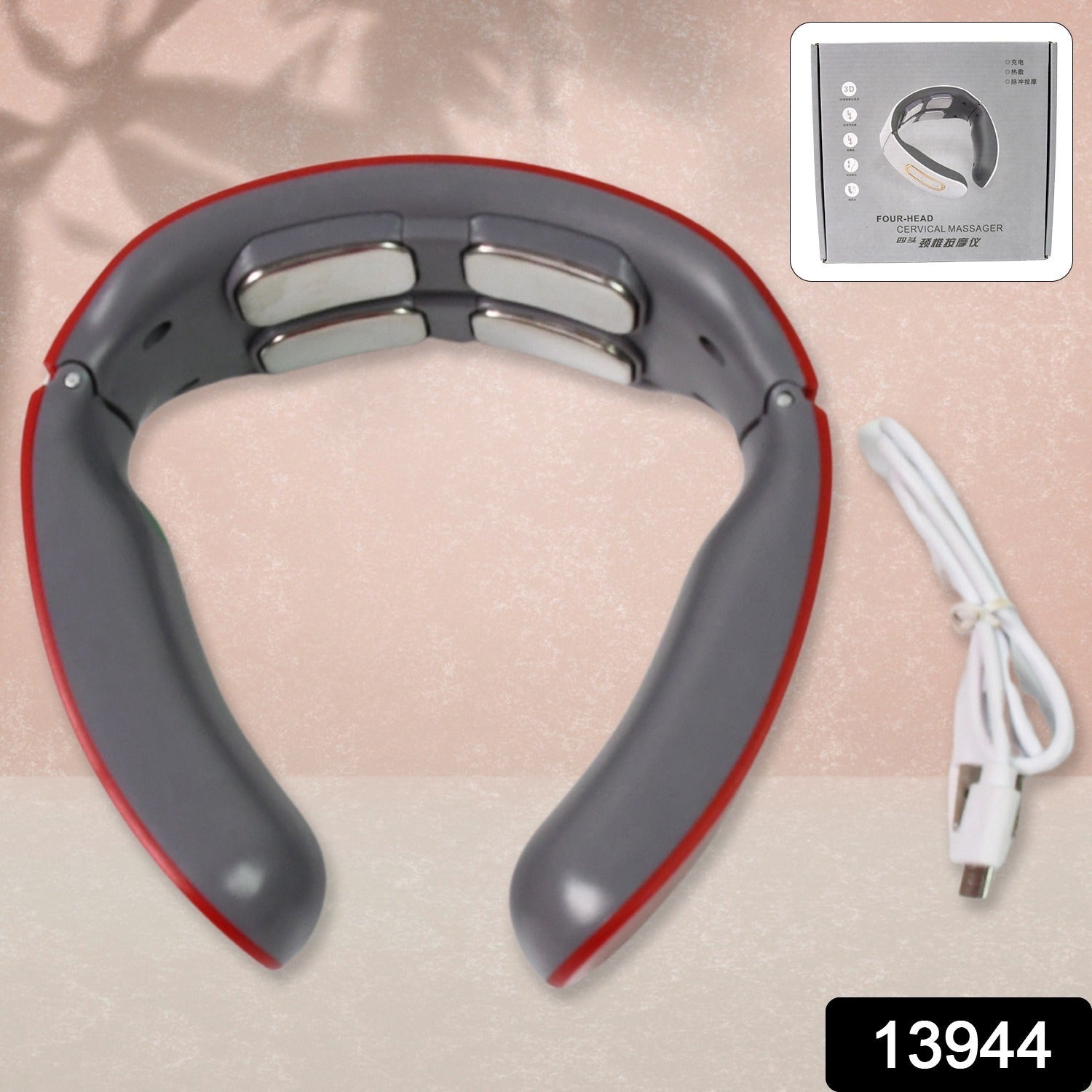 4 Heads Smart Electric Neck and Back Pulse Massager (1 Pc / Mix Design) 4 Heads Smart Electric Neck and Back Pulse Massager (1 Pc / Mix Design)